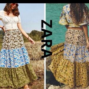 Zara Two Piece Boho Set | Twist Crop Top & Maxi Skirt | M/S
